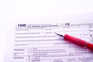 Completing tax information.